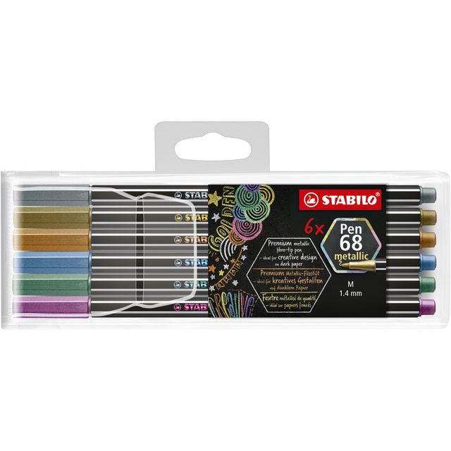 Stabilo - stylo 68 Felt métallique - stylo-tip, 6 couleurs, centime de 6 pièces