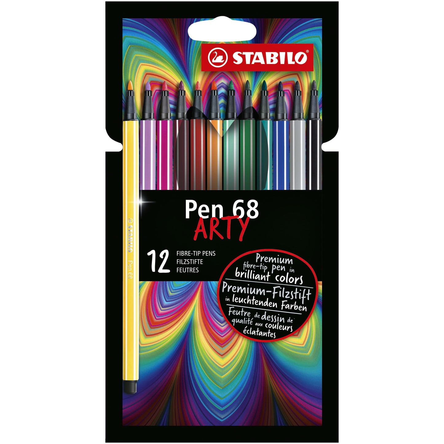 STABILO - Filzstift 68/12 Arty Medium, sortiert, Etui mit 12 Stück