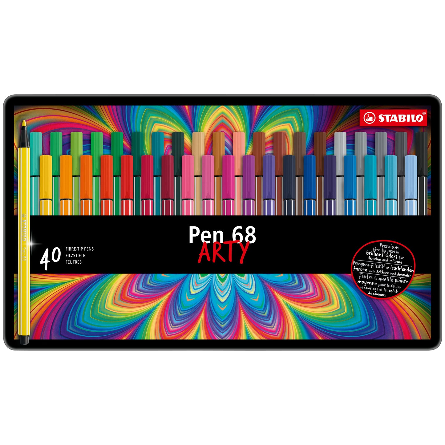 Stabilo - Filzstift 68/40 Arty Medium, sortierte Dose mit 40 Stück