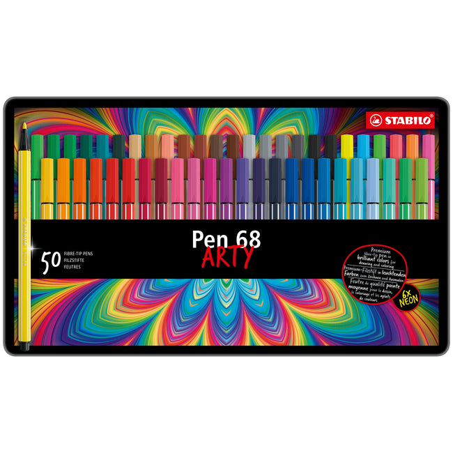 Stabilo -  Pen 68, premium viltstift, metalen etui met 50 stuks