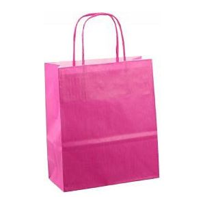 Papieren koordtas 22x10x31cm 50st fuchsia