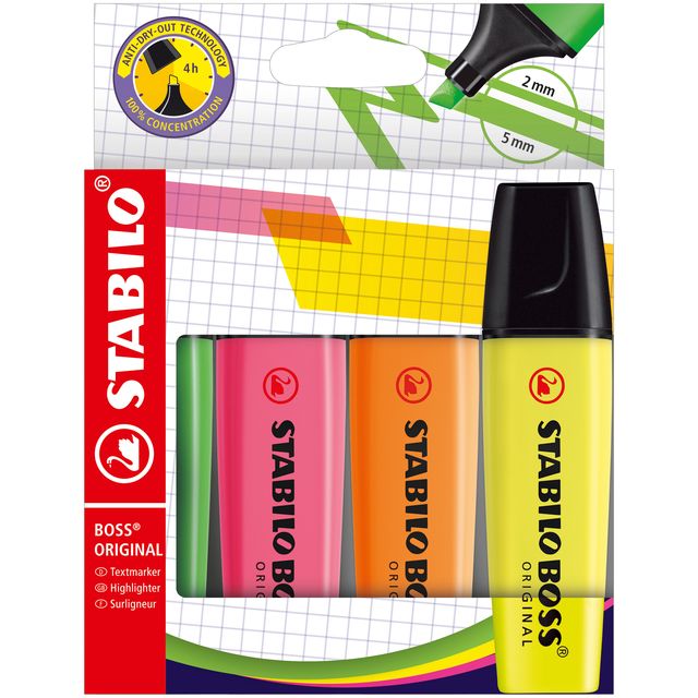 Stabilo -  Markeerstift boss 70/4 assorti 4st | 5 stuks