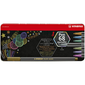 Stabilo -  Pen 68 metallic, premium viltstift metalen etui met 8 kleuren