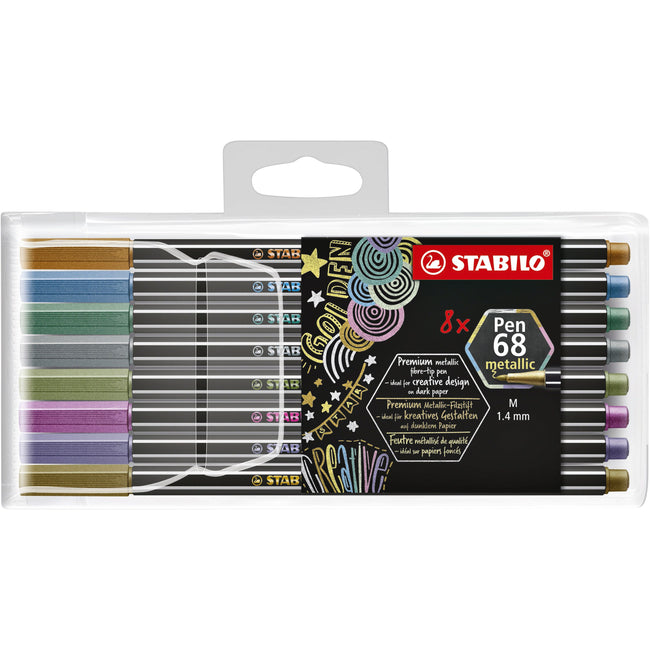 Stabilo -  Pen 68 metallic, premium viltstift etui met 8 kleuren