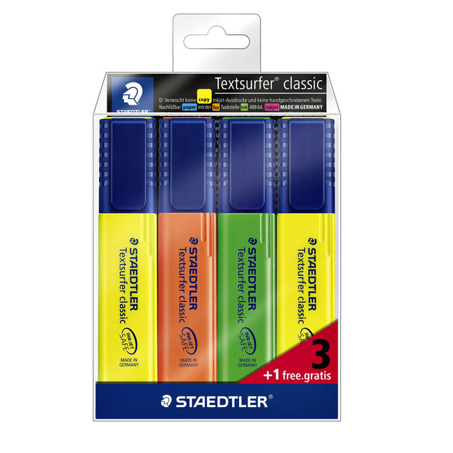 Staedtler - Surligneur 364 Textsurfer set de 3 pièces assorties + 1 jaune offert | 10 pièces