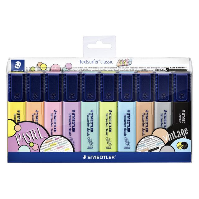 Staedtler - Markerstift Textsurfer Classic, couleurs pastel vintage, 10 pcs