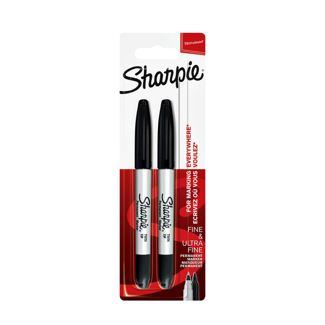 Sharpie - Viltstift ie twin tip uf en f 2st zwart