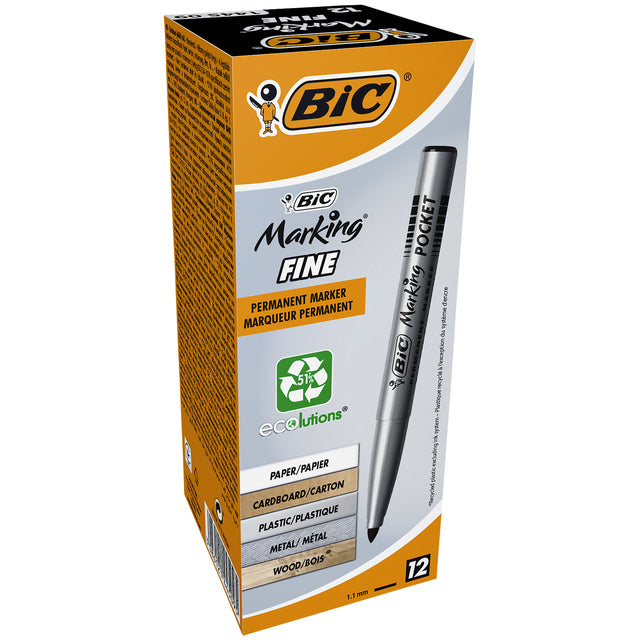 Bic Ecolutions -  Viltstift 1445 ecolutions rond fijn zwart | 12 stuks