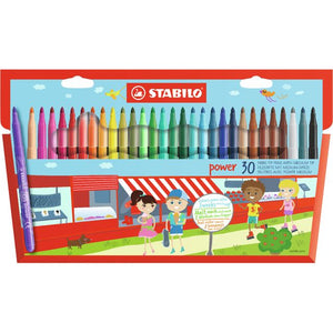 Stabilo -  power, viltstift, tot 8 weken zonder dop, etui met 30 kleuren
