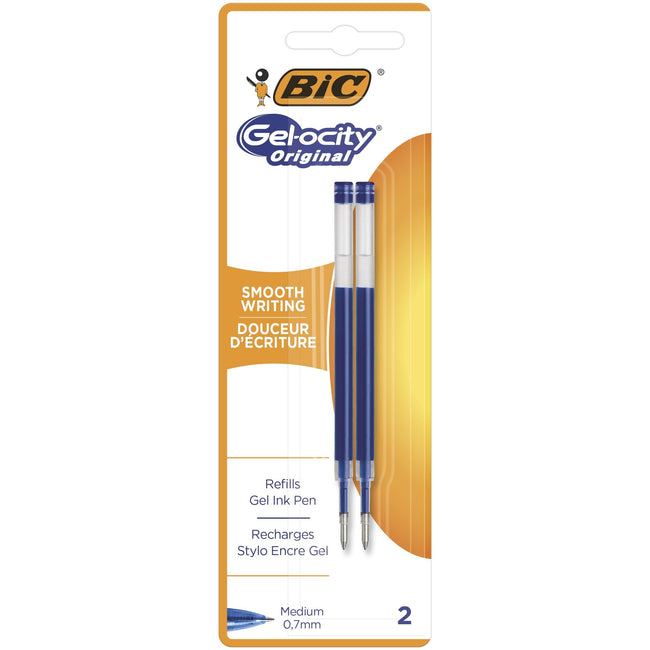 Bic - Recharge Gel Writer pour divers stylos gel M bleu blister de 2 pcs