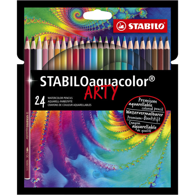 STABILO - Crayons de couleur 1624 aquacolor Arty trousse assortie de 24 pièces