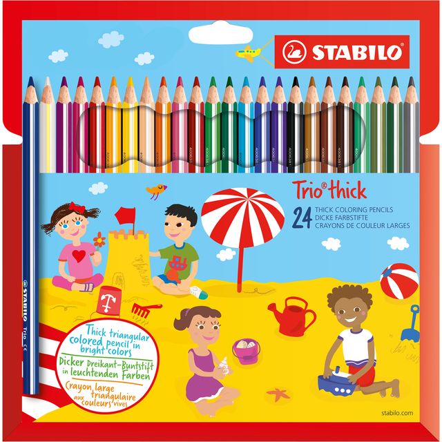 Stabilo - Crayons de Couleur 203 Trio épais blister assorti de 24 pièces