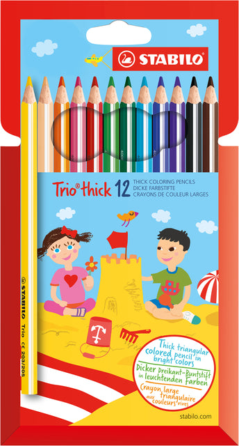 STABILO - Crayons de Couleur 203 Trio étui carton épais assorti de 12 pièces