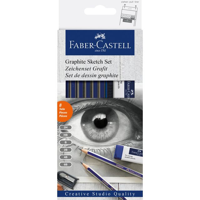 Faber Castell -  Potlood Faber-Castell 6 hardheden inclusief puntenslijper en gum