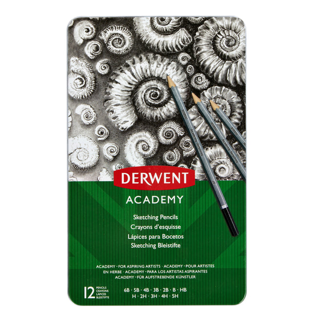 Derwent -  Potlood Academy 6B5H assorti hardheden blik à 12 stuks
