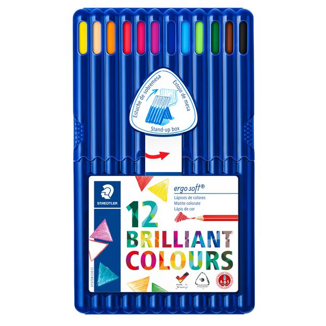 Staedtler - Crayons de couleur Ergosoft triangulaires 12 pièces assorties | 10 pièces