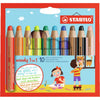 STABILO - Crayons de couleur 880 woody 3 en 1 trousse assortie de 10 pièces