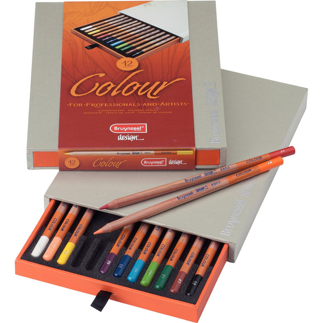 Bruynzeel - Crayons de couleur Design lot de 12 pièces assorties
