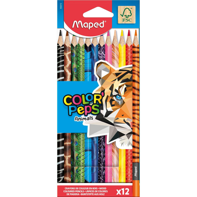 Maped - Crayon de couleur Color'Peps Animaux coffret de 12 couleurs