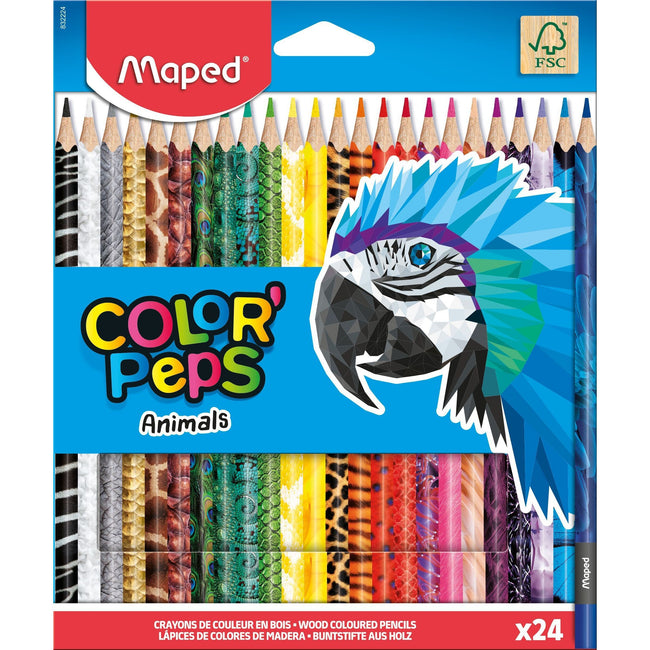 Maped - Crayon de couleur Color'Peps Animaux coffret de 24 couleurs