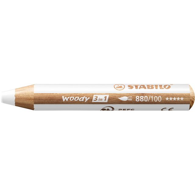 Stabilo - Crayons de couleur 880 woody 3 en 1 blanc multitalent
