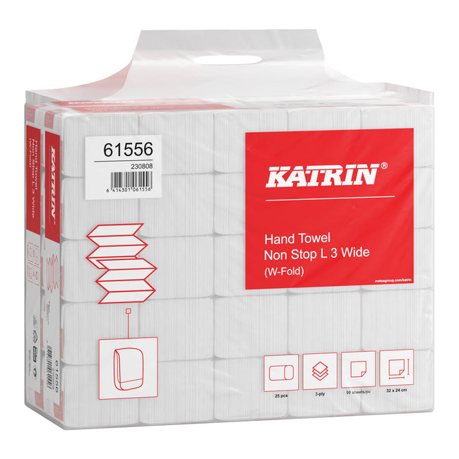Katrin -  Handdoek  3laags 240x320mm 25x90 vel wit