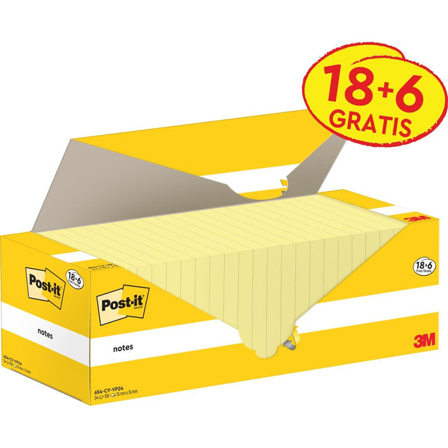 Post-it - Bloc-notes 654-CY 76x76mm jaune pack économique