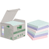 Post-it recycled notes -  recycled notes Nature, 100 vel, ft76 x 76 mm, pak van 6 blokken, geassorteerde kleuren