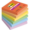 Post-it Super Sticky -  Super Sticky Notes Playful, 90 vel, ft 76 x 76 mm, geassorteerde kleuren, pak van 6 blokken