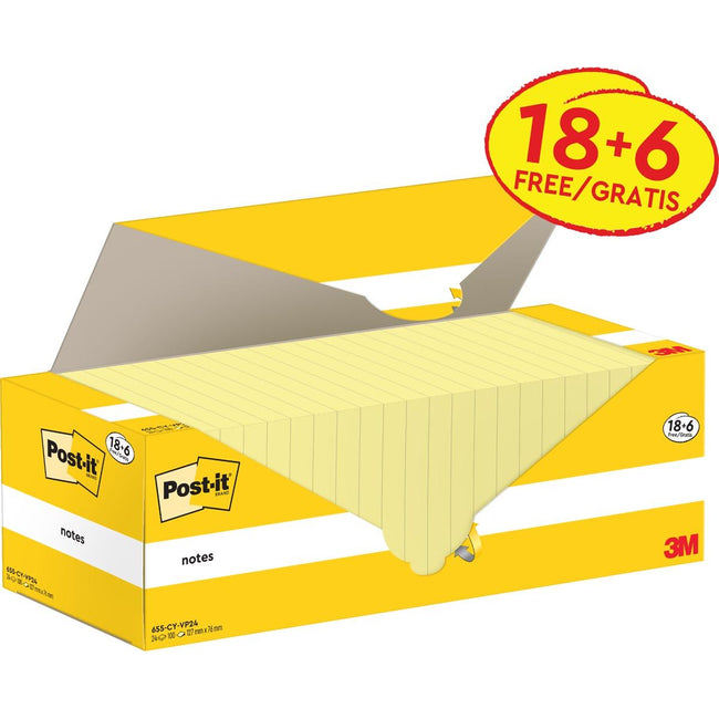 Post-it - Bloc-notes 655-CY 76x127mm jaune pack économique