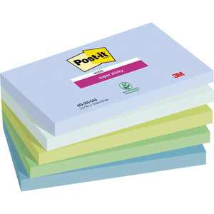 Post-it Super Sticky -  Super Sticky notes Oasis, 90 vel, ft 76 x 127 mm, geassorteerde kleuren, pak van 5 blokken