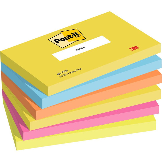 Post-it - Bloc mémo 655 76x127mm Couleurs Énergétiques 6 pièces