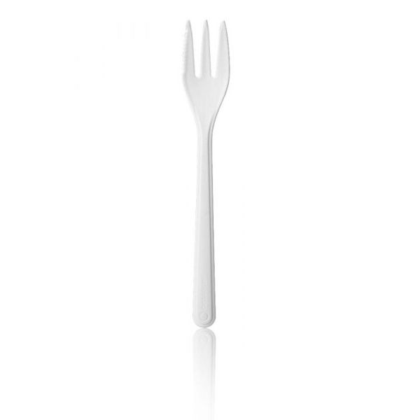 fourchette à snack réutilisable avec tranchant 130mm 50 pièces blanc