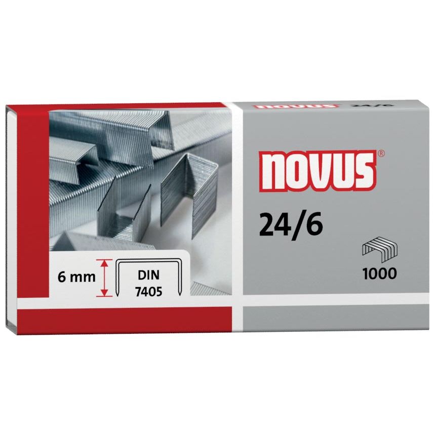 Novus - Heftklammern 24/6 DIN, Box mit 1000 Heftklammern