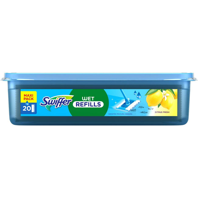 Swiffer -  navulling vochtige vloerdoekjes Lemon, pak van 20 stuks