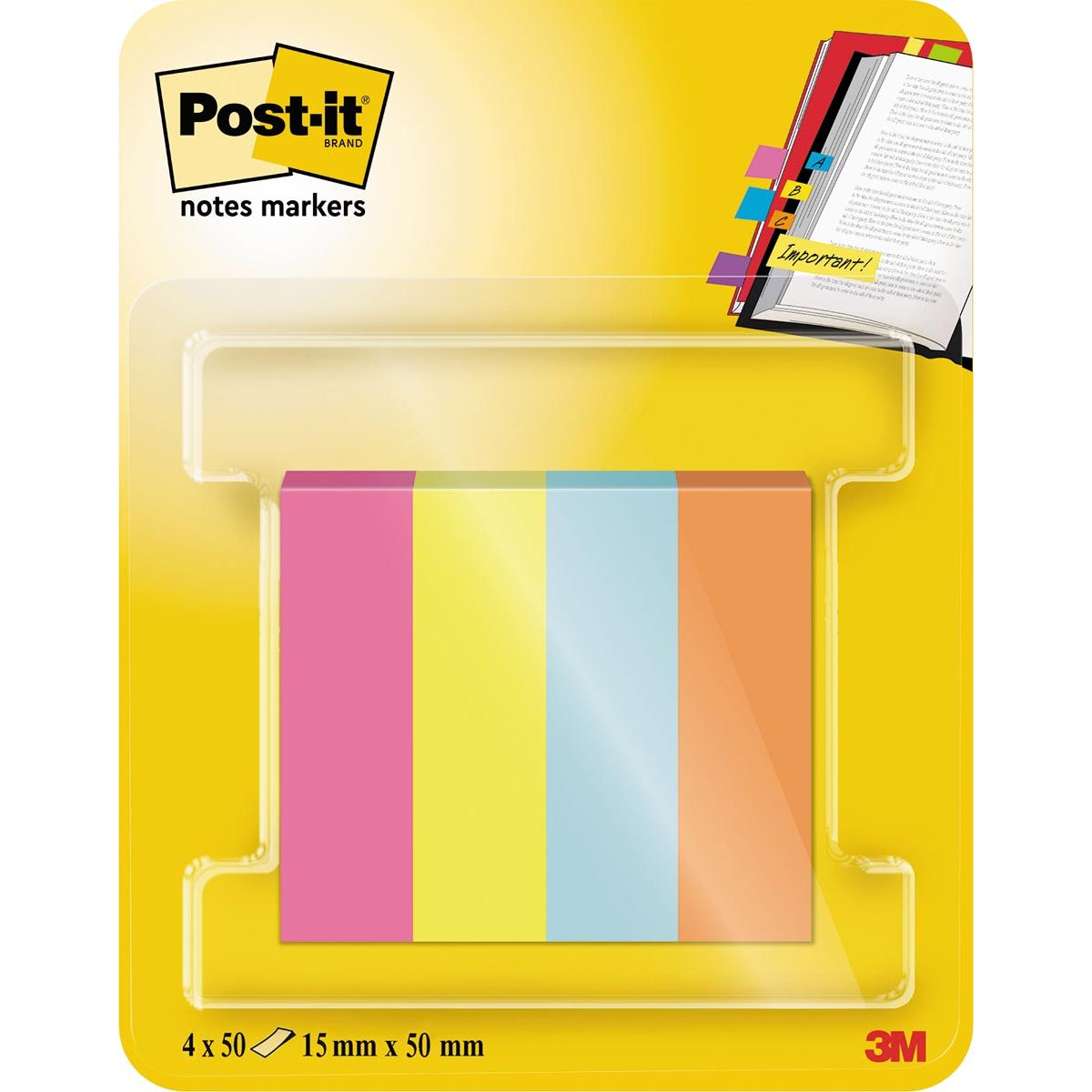 Post-it - marqueurs notes Poptimistic, pi 15 x 50 mm, blister de 4 blocs de 50 onglets