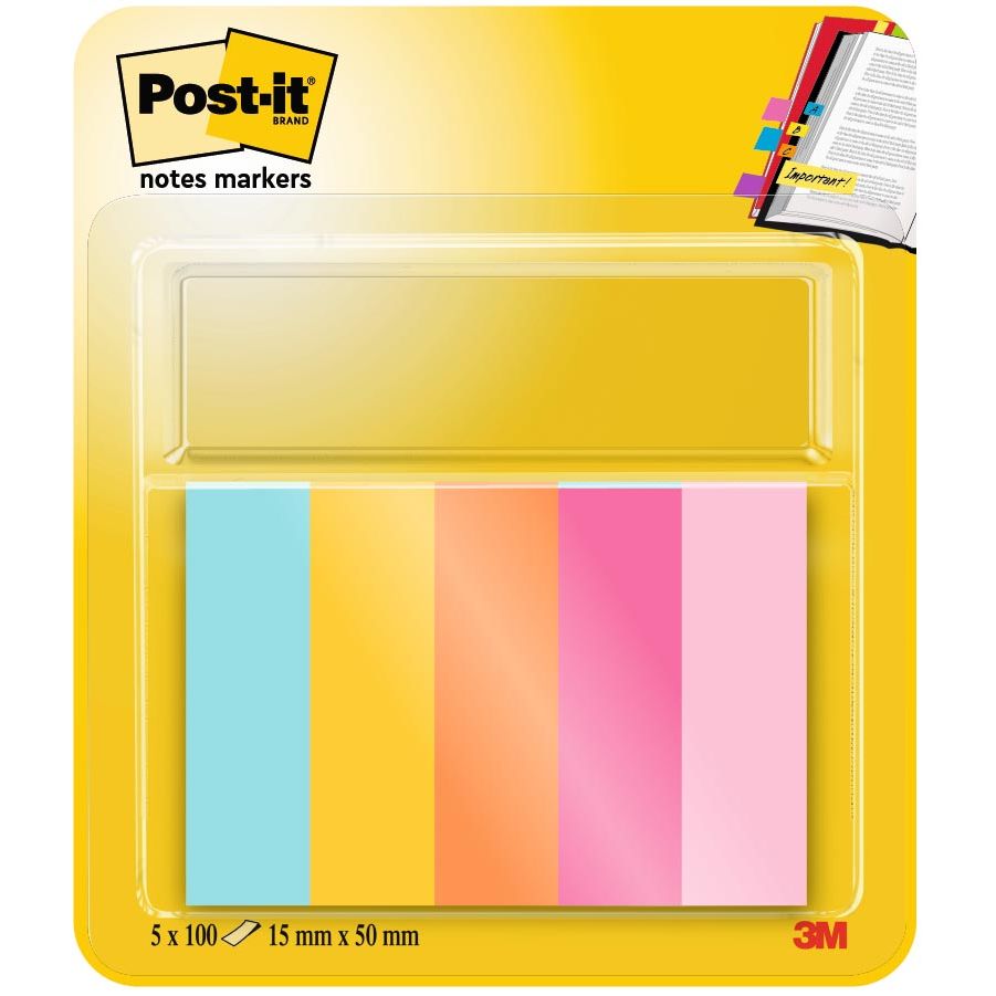 Post-it notes markers -  notes markers Beachside, ft 15 x 50 mm, blister met 5 blokjes van 50 tabs