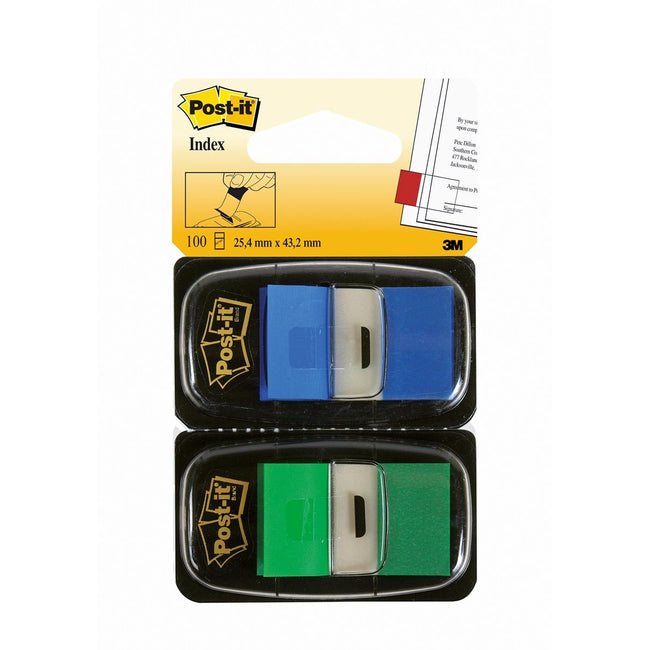 Post-it -  Index Standaard Duo Pack, 100 tabs, groen/blauw