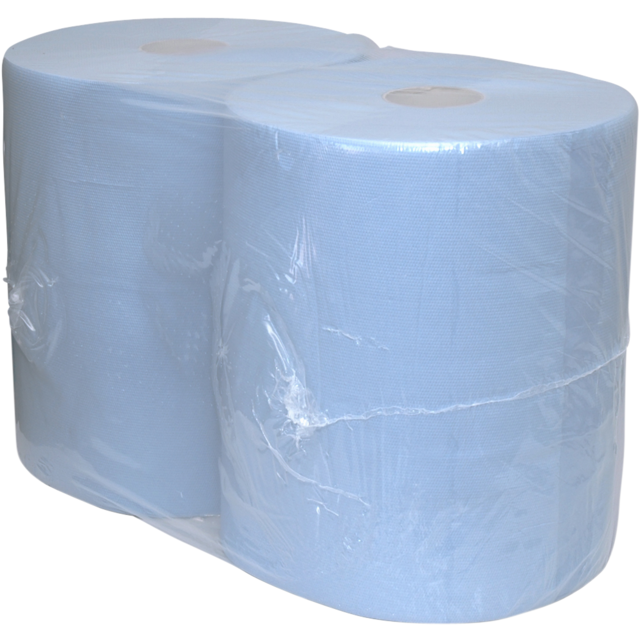 Qleaniq® - Papier de nettoyage industriel 3 épaisseurs bleu 26cm 380mtr 2 rouleaux