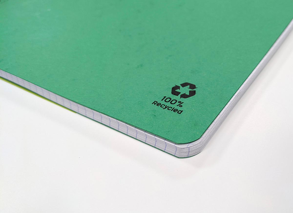 Clairefontaine - Cahier à spirale FOREVER, recyclé, A4, 90g, 120 pages, quadrillé 5 mm, vert