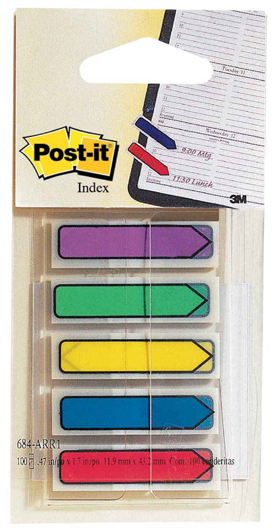 Post -it - Index Arrows, Blister avec 5 couleurs, 24 feuilles par couleur