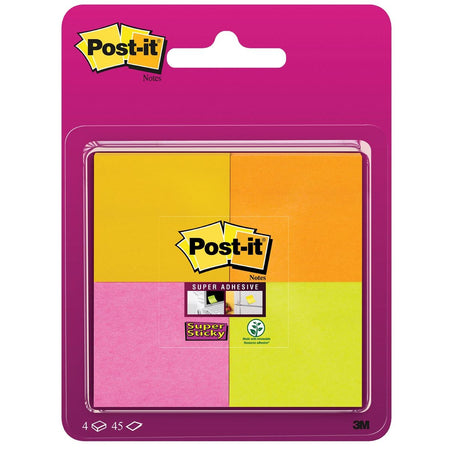 Post-it - Bloc mémo 6910 Super Sticky 51x51mm assorti 4 pièces