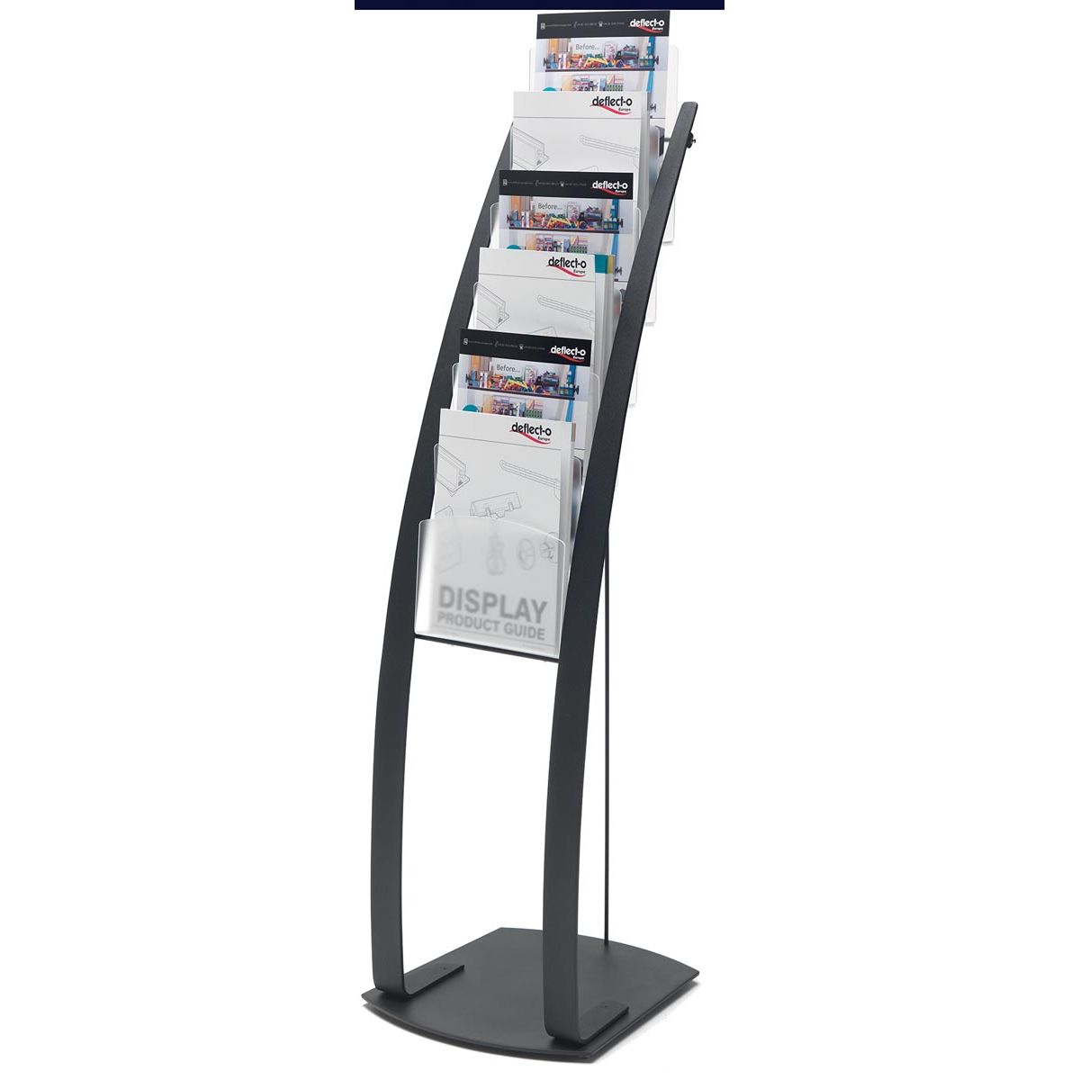 Deflecto - Porte-brochures sur base en L avec 6 compartiments, pi A4, noir