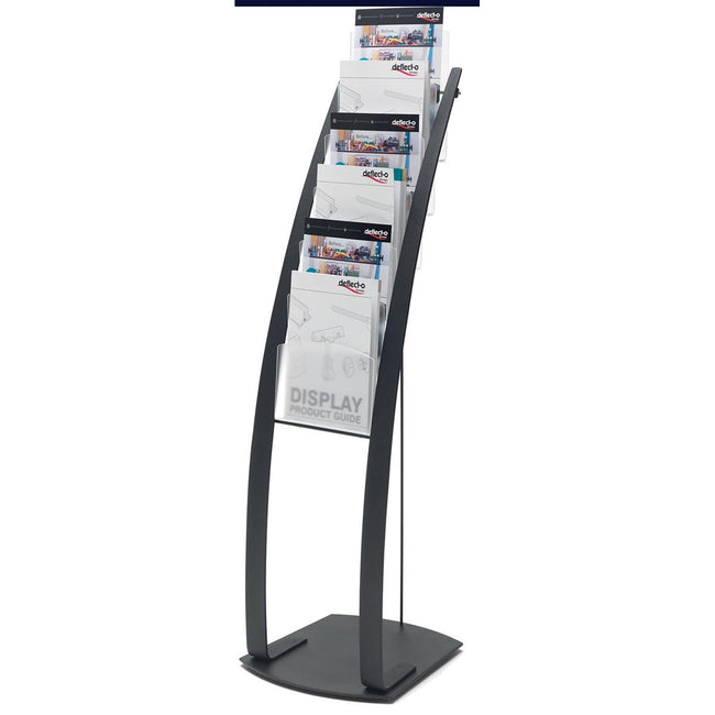 Deflecto - Porte-brochures sur base en L avec 6 compartiments, pi A4, noir