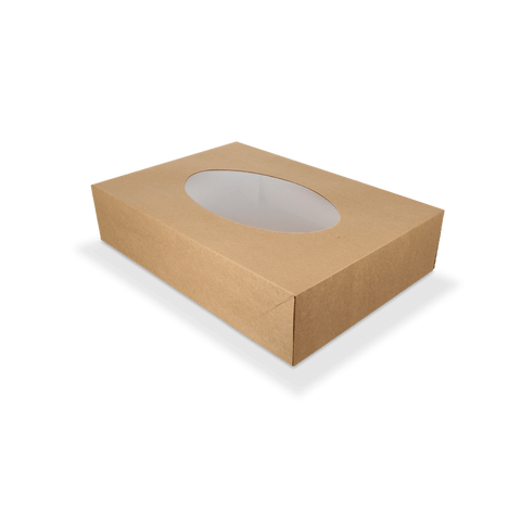 Klika - Catering Boxes Kraft Klein mit Fenster 36x25x8cm Bio | 50 Stück