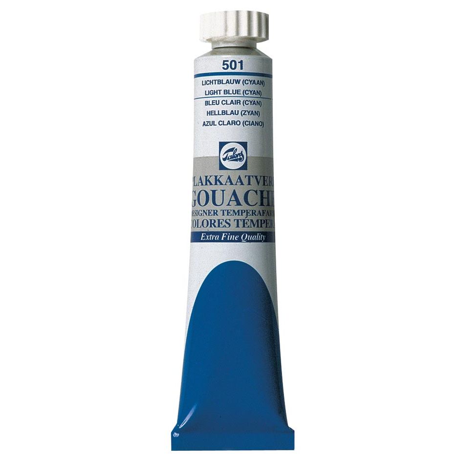 Talens -  plakkaatverf Extra Fijn tube van 20 ml, lichtblauw (cyaan)