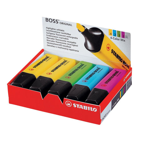 STABILO - Surligneur BOSS Original 70/10 assortis 4 couleurs boîte de 10 pièces