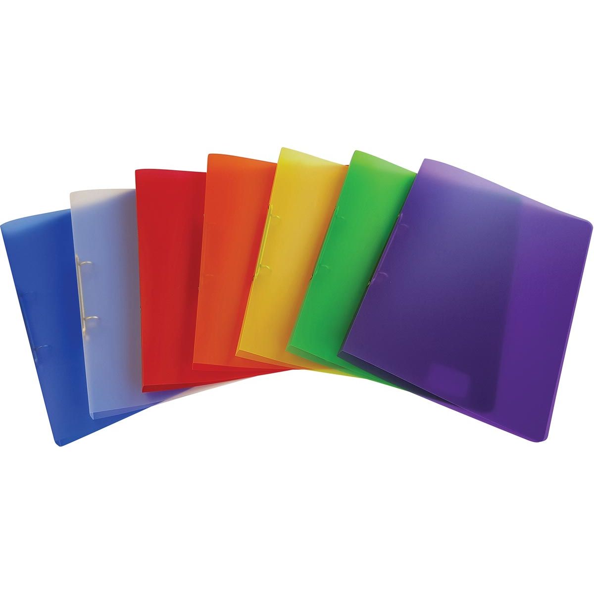 Alpha - classeur à anneaux, pour format A4, en PP, 2 anneaux de 16 mm, couleurs transparentes assorties