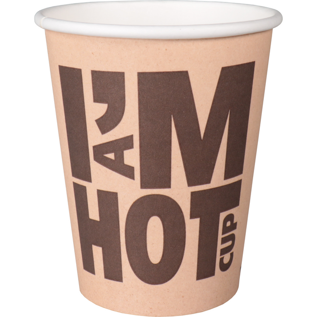 Depa - | Koffiebeker | I´M a HOT cup | Karton + PE | 250ml | 8oz | 92mm | bruin | 1000 stuks