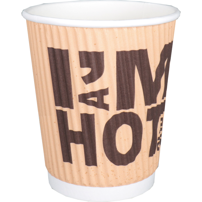 DEPA - | Tasse de café | Je suis une tasse chaude | Cardboard + PE | Double-Walled | 250 ml | 8oz | 92 mm | Brun | 500 pièces